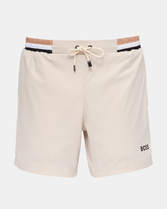 BOSS Orange Isle Mens Ripstop-Fabric Swim Shorts with Contrast Logo