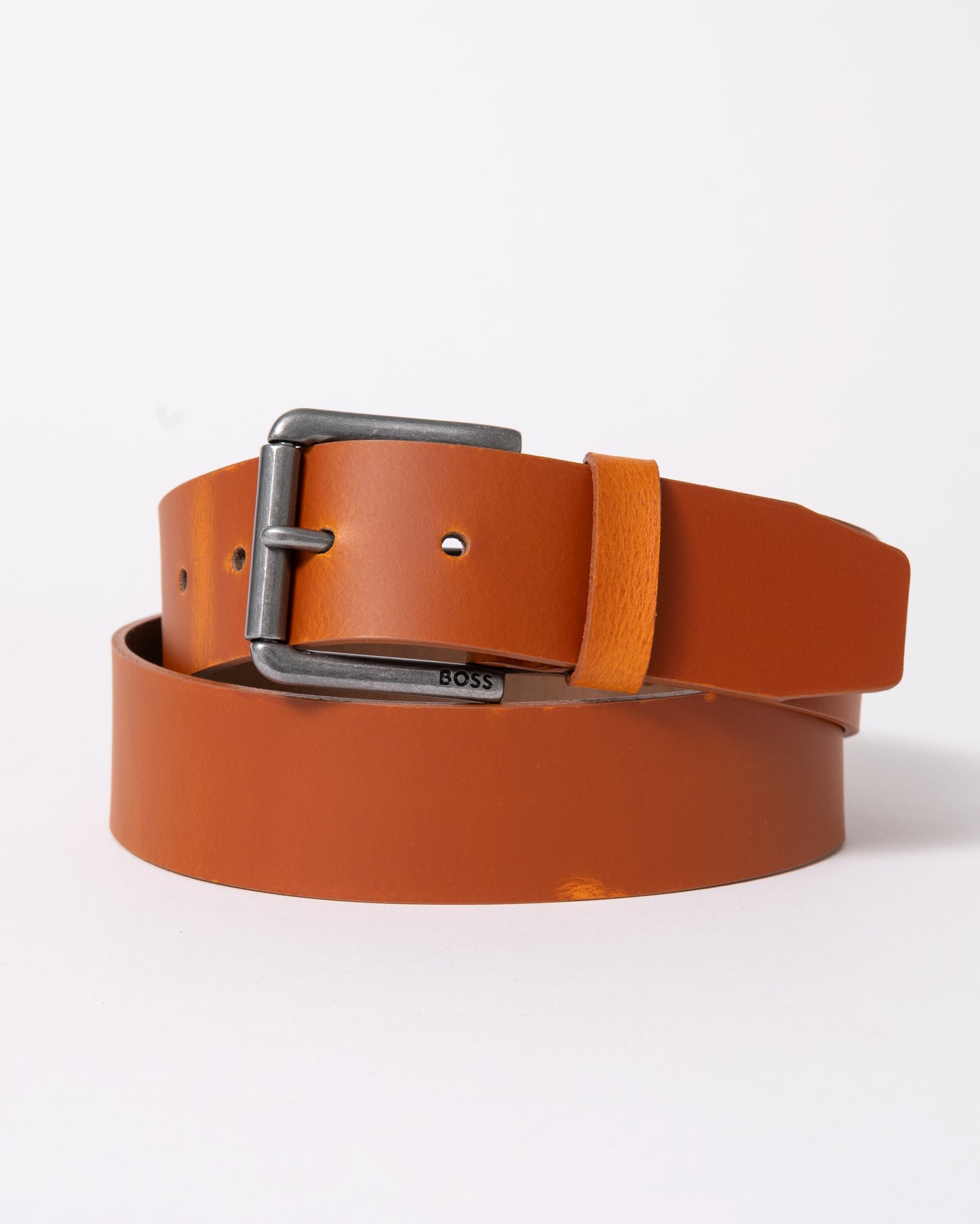 BOSS Orange Joris Mens Italian Leather Belt with Engraved Buckle