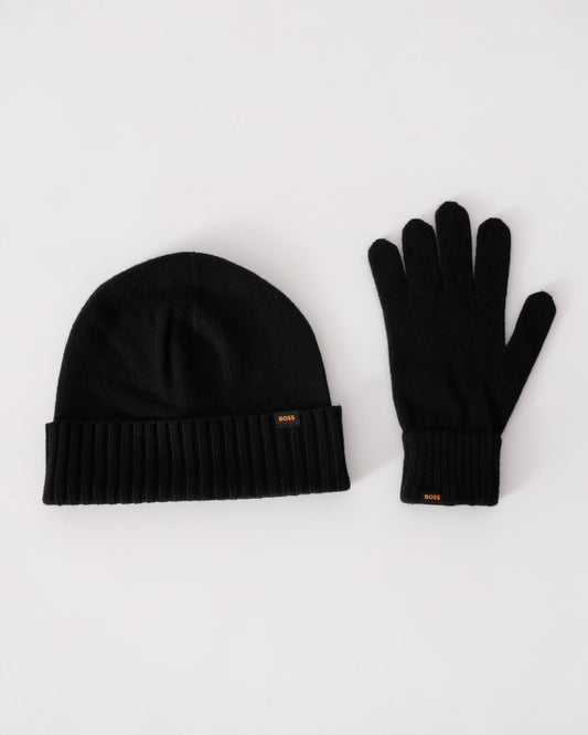 BOSS Orange Mens Kalipso Glove & Hat Set - Black 001 - CHO - Designer Mens Gloves