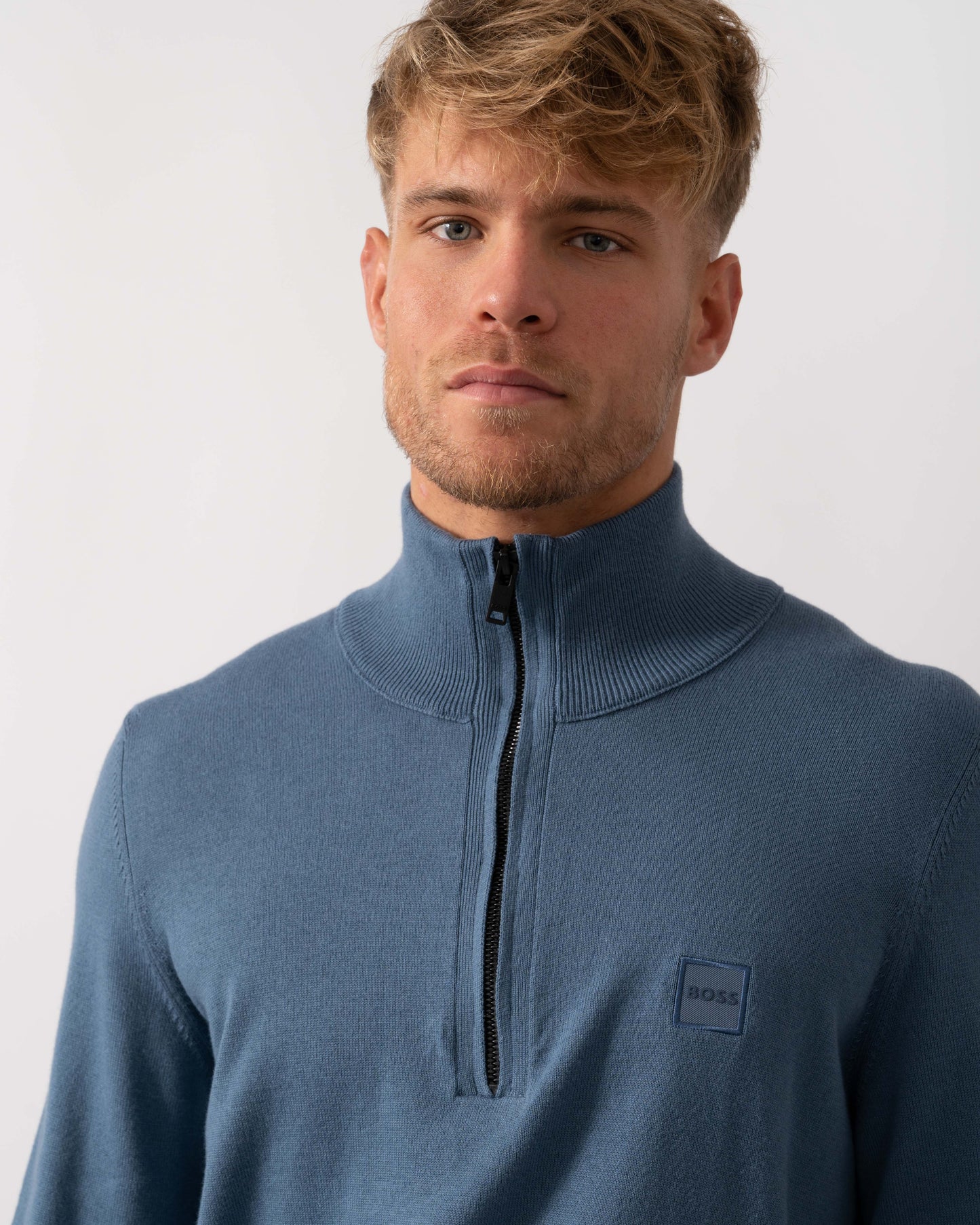 BOSS Orange Kanobix S Mens 1/4 Zip Jumper - Open Blue 495