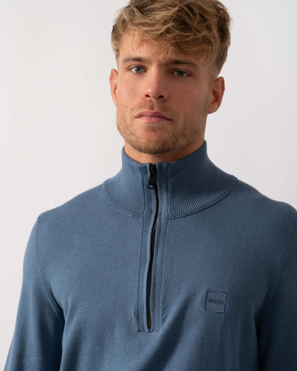 BOSS Orange Kanobix S Mens 1/4 Zip Jumper - Open Blue 495