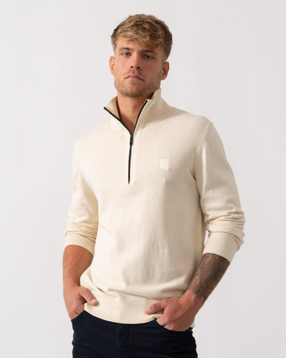 BOSS Orange Kanobix S Mens 1/4 Zip Jumper in Open Yellow 767