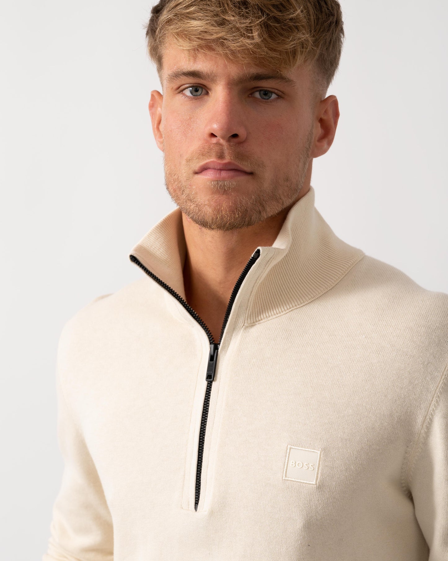 BOSS Orange Kanobix Mens 1/4 Zip Jumper - Open Yellow 767