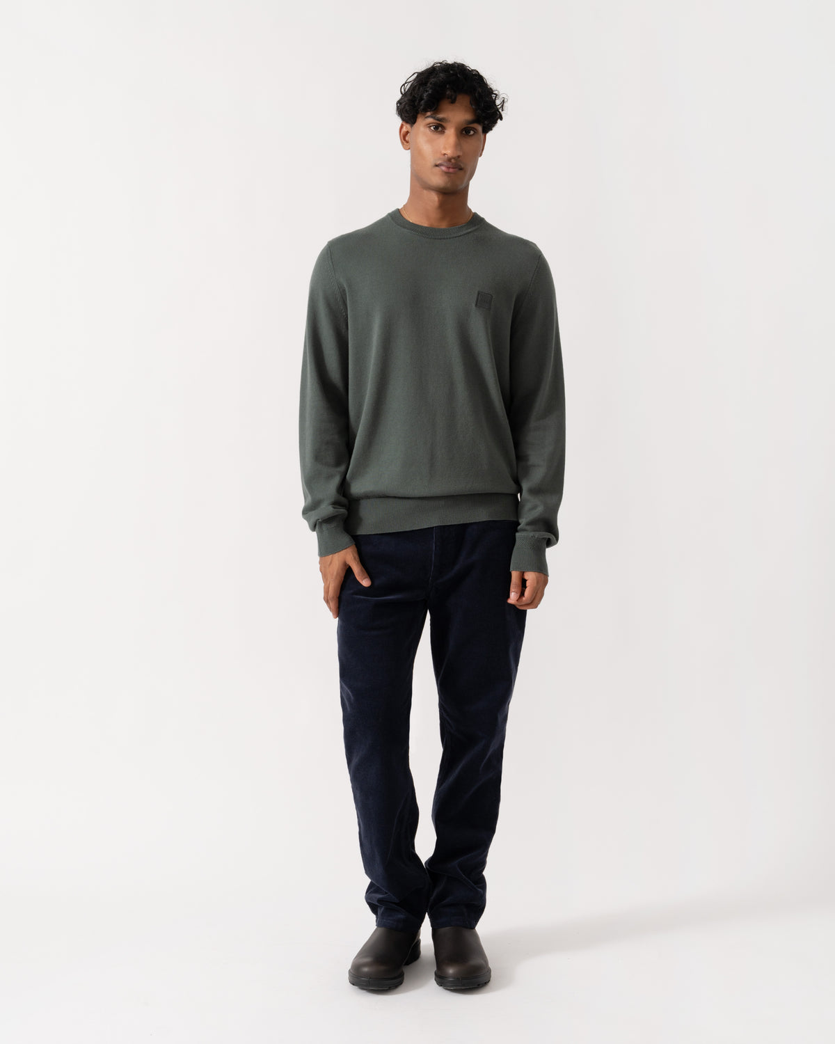 Full length of BOSS Orange Kanovano Mens Crew Neck Jumper  - Open Green 377
