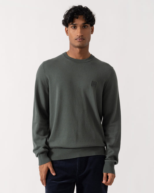 Front of BOSS Orange Kanovano Mens Crew Neck Jumper  - Open Green 377