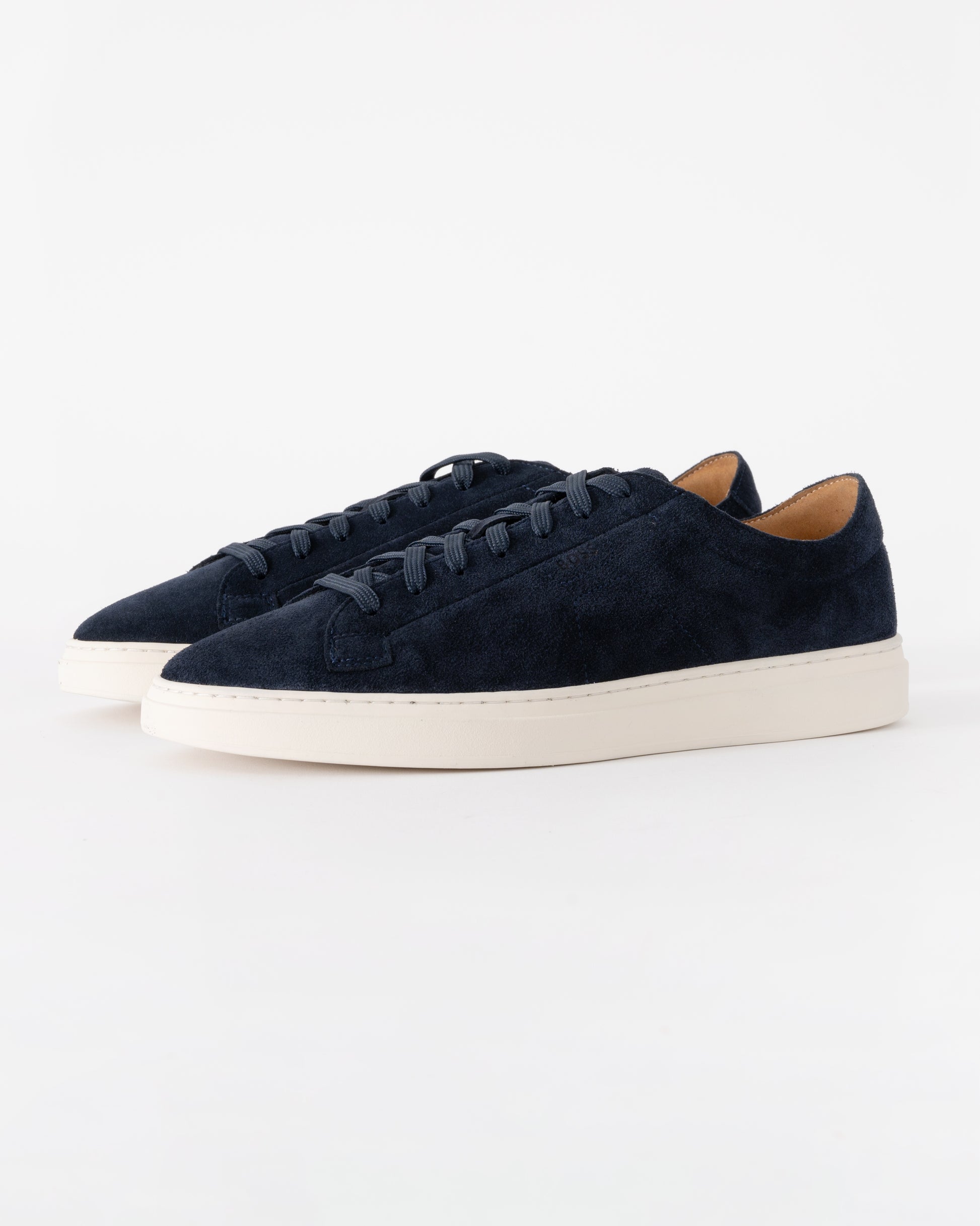 BOSS Orange Kieran Mens Suede Trainers with Embossed Logo - Dark Blue 401 | CHO | Designer Mens Trainers
