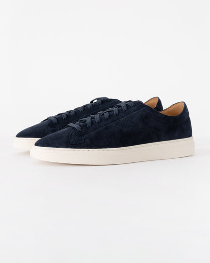 BOSS Orange Kieran Mens Suede Trainers with Embossed Logo - Dark Blue 401 | CHO | Designer Mens Trainers