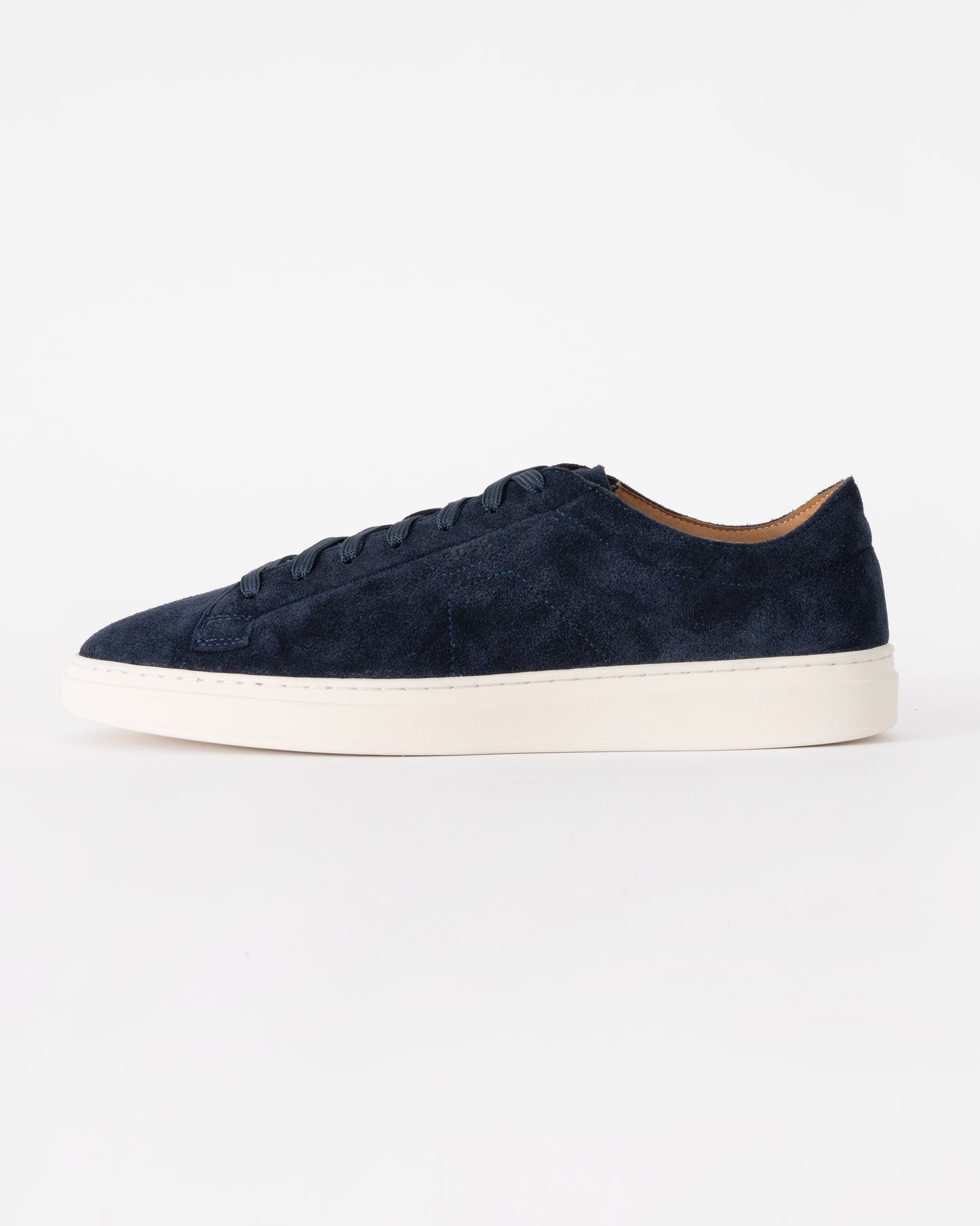 BOSS Orange Kieran Mens Suede Trainers with Embossed Logo - Dark Blue 401 | CHO | Designer Mens Trainers