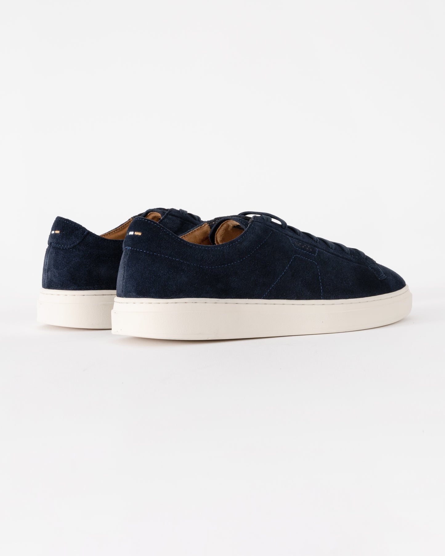 BOSS Orange Kieran Mens Suede Trainers with Embossed Logo - Dark Blue 401 | CHO | Designer Mens Trainers