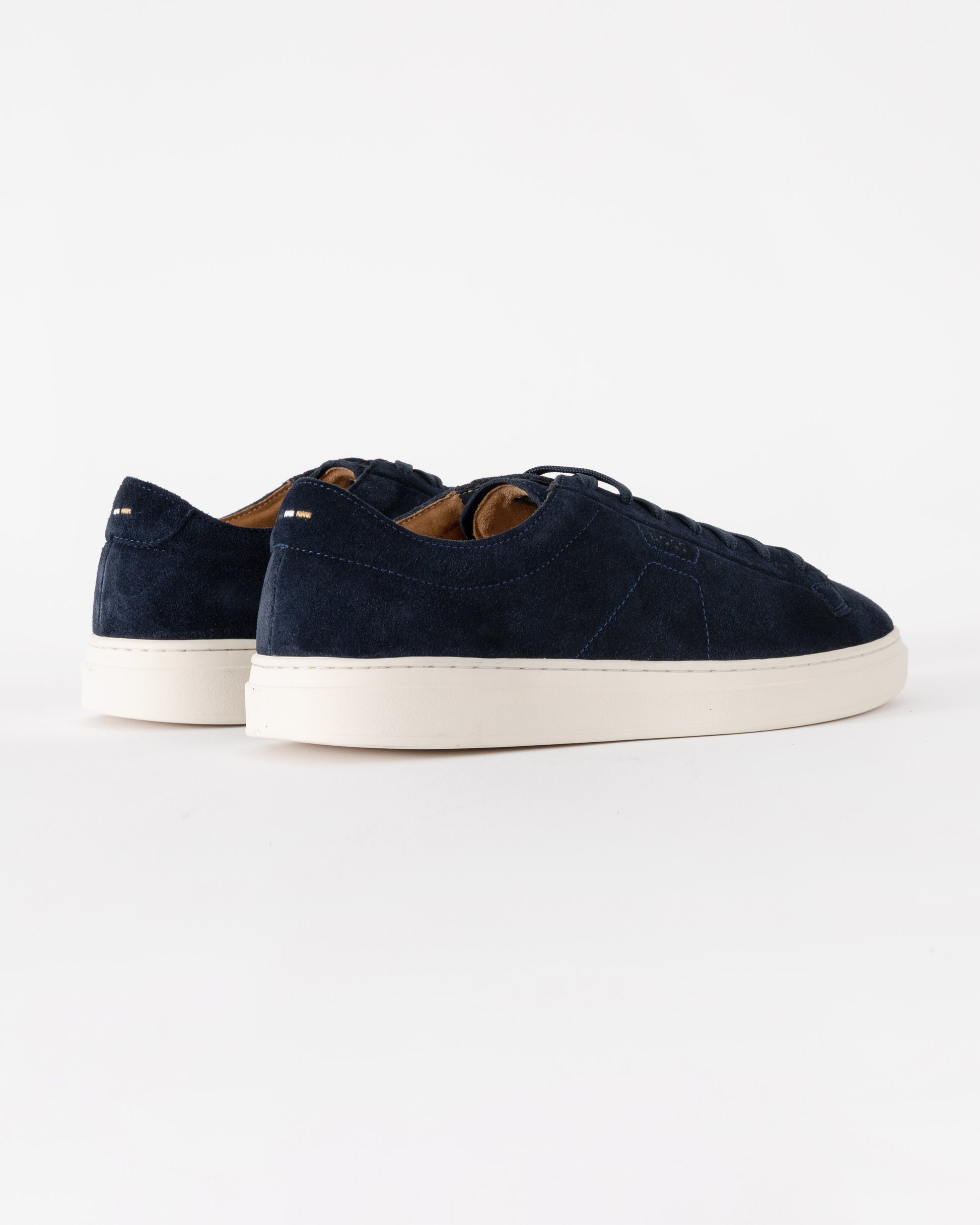 BOSS Orange Kieran Mens Suede Trainers with Embossed Logo - Dark Blue 401 | CHO | Designer Mens Trainers