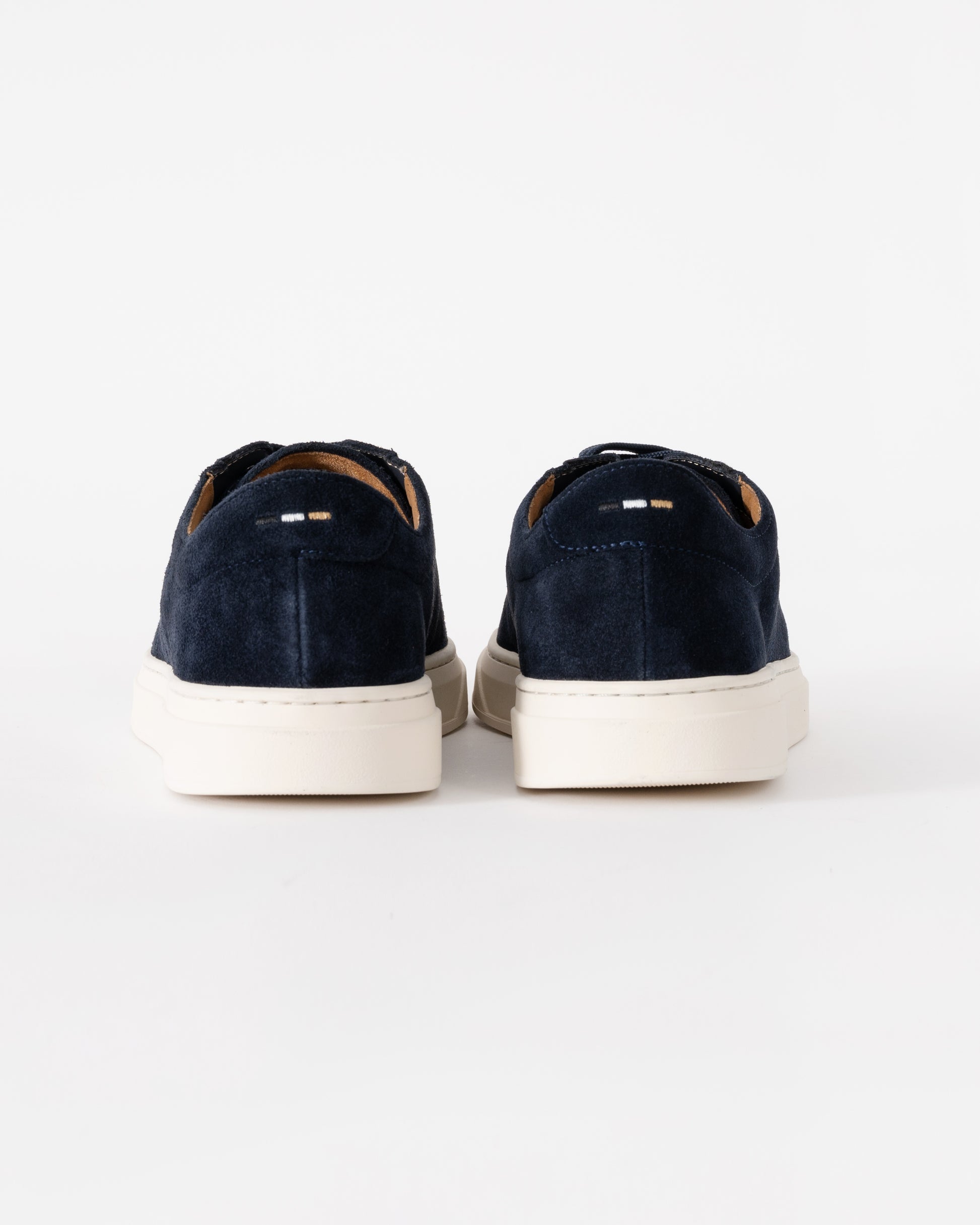 BOSS Orange Kieran Mens Suede Trainers with Embossed Logo - Dark Blue 401 | CHO | Designer Mens Trainers