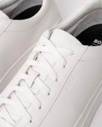 BOSS Orange Mens Kieran Tennis Trainers - White 100 - logo detail