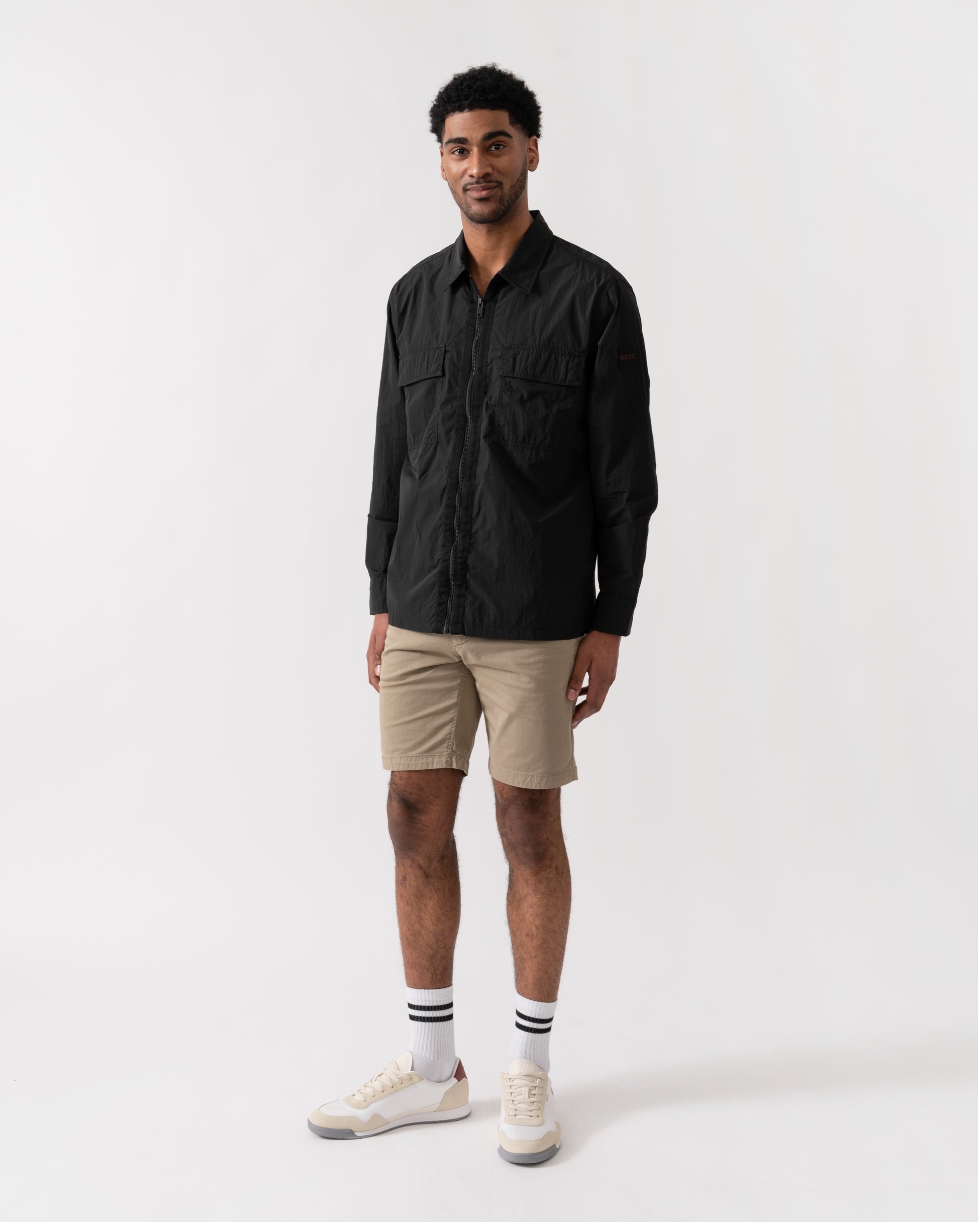 BOSS Orange Lotape Mens Long Sleeve Shirt - Black 001 | CHO | Designer Mens Long Sleeve Shirts