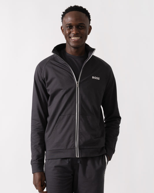 BOSS Orange Mens Authentic Zip Loungewear Jacket 50545564 - Dark Grey 021