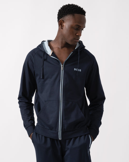 BOSS Orange Mens Authentic Zip Up Loungewear Hoodie 50545573 - Dark Blue 403