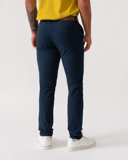 BOSS Orange Slim Fit Textured Chinos - Open Blue 464 - Back