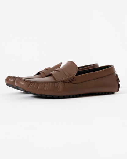 BOSS Orange Mens Leather Driving Moccasins - Medium Brown 214