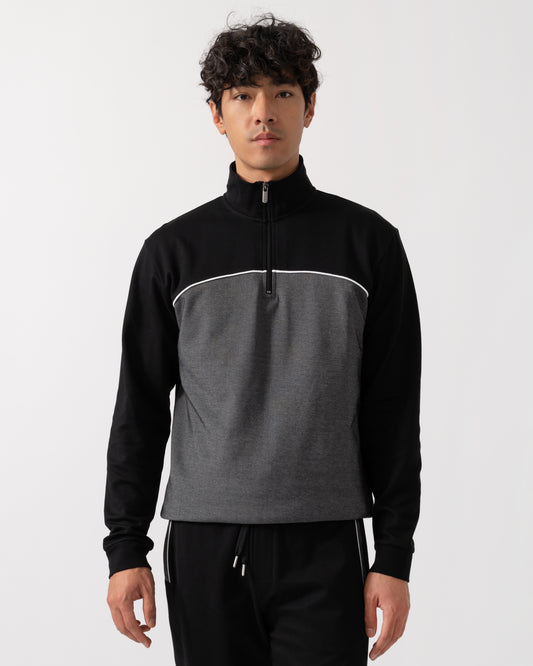 BOSS Orange Mens Loungewear Tracksuit 1/4 Zip Jacket 50545583 - Black 001