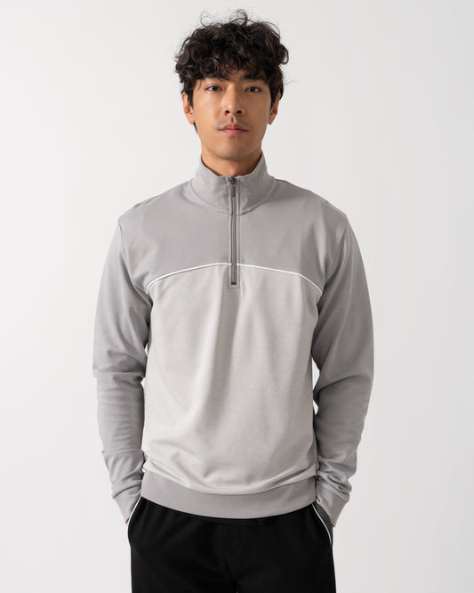 BOSS Orange Mens Loungewear Tracksuit 1/4 Zip Jacket 50545583 - Light/Pastel Grey 050