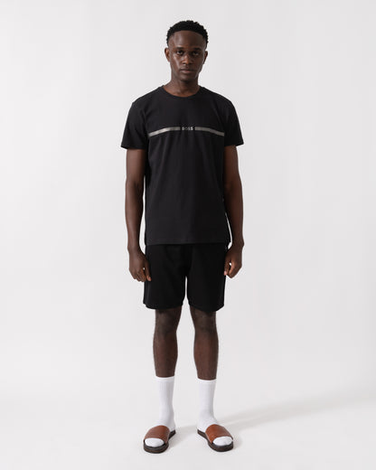 BOSS Orange Mens Metallic Stripe Logo T-Shirt - Black 005