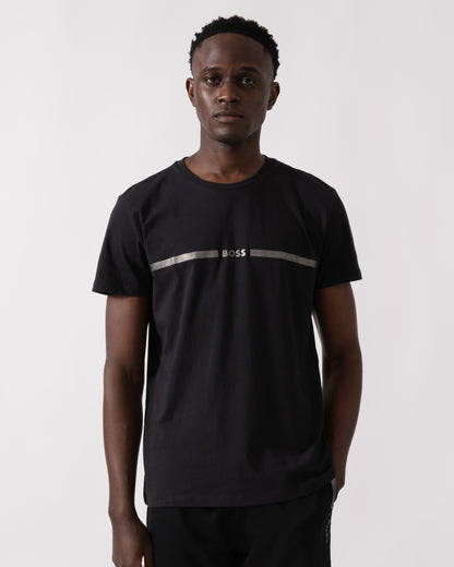 BOSS Orange Mens Metallic Stripe Logo T-Shirt - Black 005