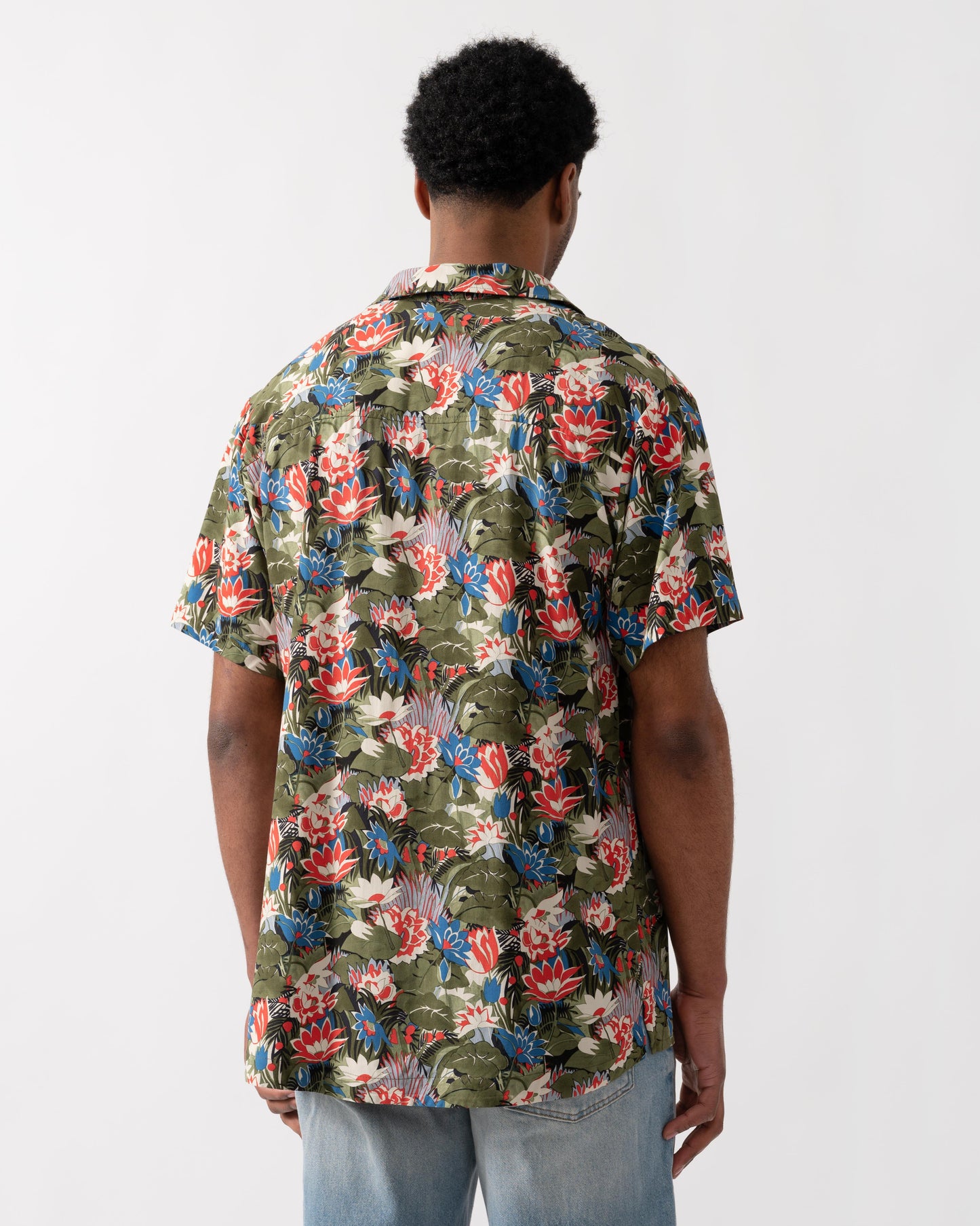 BOSS Orange Mens Short Sleeve Floral Print Beach Shirt - Open Green 351 | CHO | Designer Mens Shirts