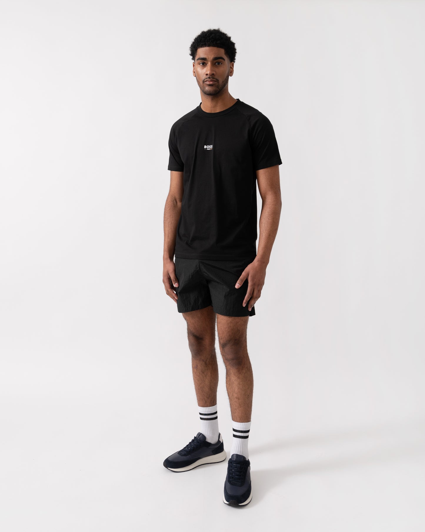 BOSS Orange Mens Slim Fit Beach T - Shirt - Black 005 | CHO | Designer Mens Short Sleeve T - Shirts & Tops