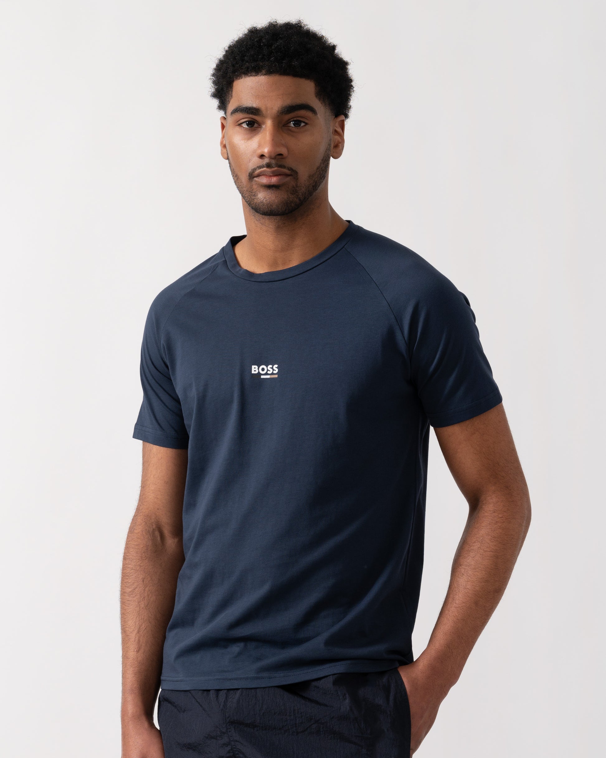 BOSS Orange Mens Slim Fit Beach T - Shirt - Navy 415 | CHO | Designer Mens Short Sleeve T - Shirts & Tops