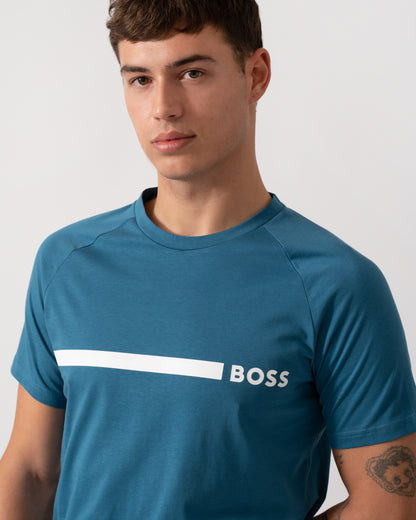 BOSS Orange Mens Slim Fit Beach T-Shirt - Open Blue 471