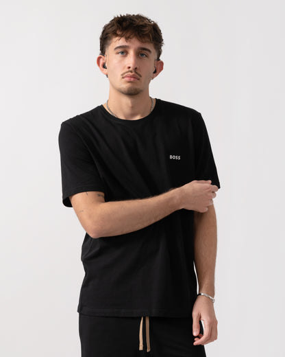 BOSS Orange Mix & Match Mens Loungewear T-Shirt with Embroidered Logo - Black 001 mid shot