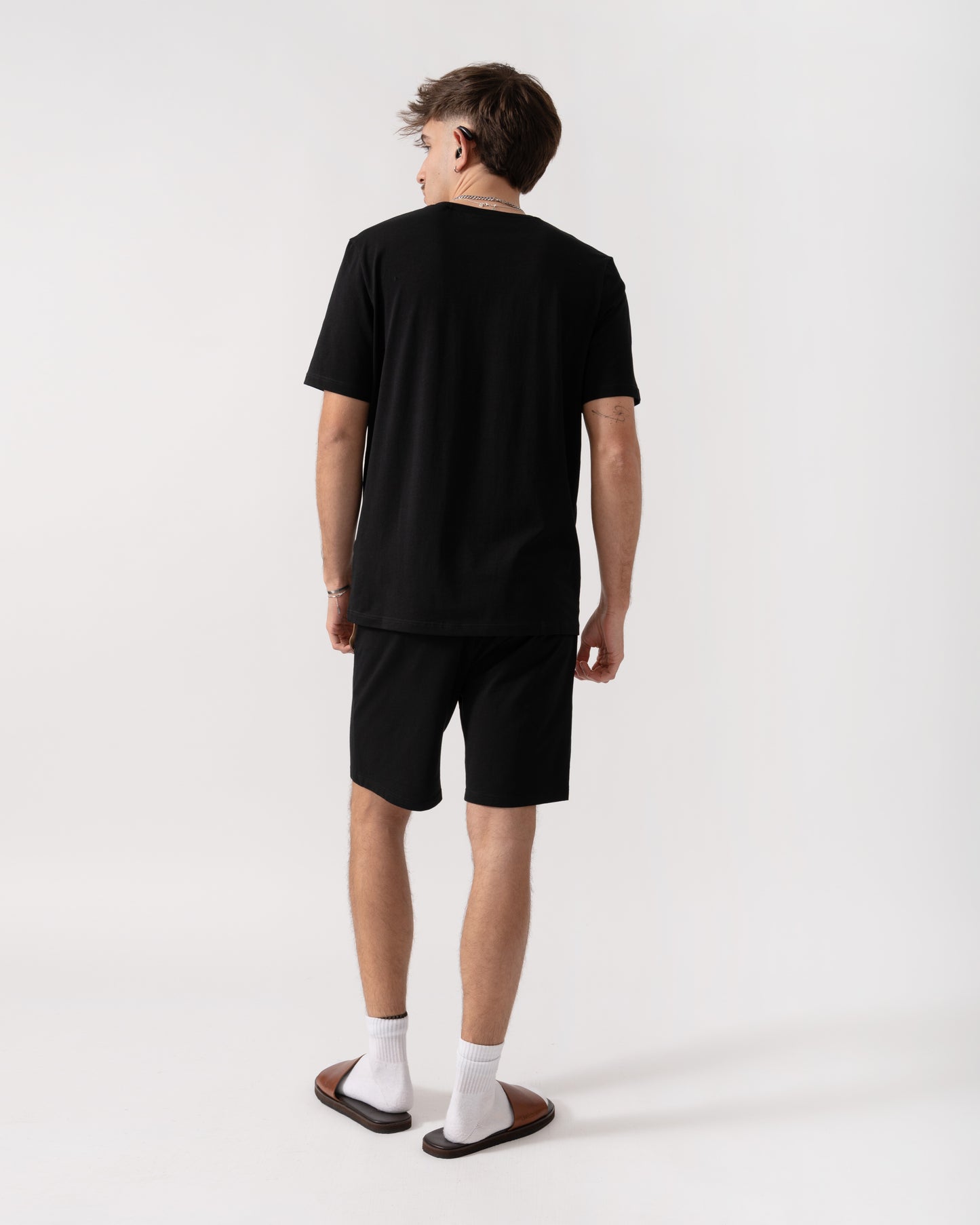 BOSS Orange Mix & Match Mens Loungewear T-Shirt with Embroidered Logo - Black 001 back