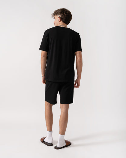 BOSS Orange Mix & Match Mens Loungewear T-Shirt with Embroidered Logo - Black 001 back