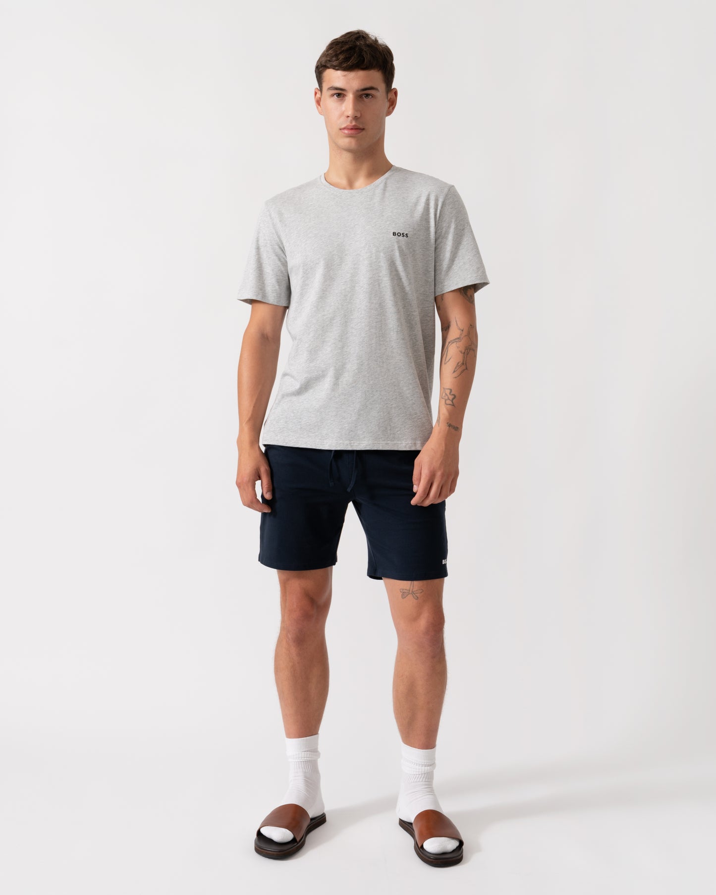 BOSS Orange Mix&Match Mens Stretch-Cotton Loungewear T-Shirt with Embroidered Logo - Light/Pastel Grey 051