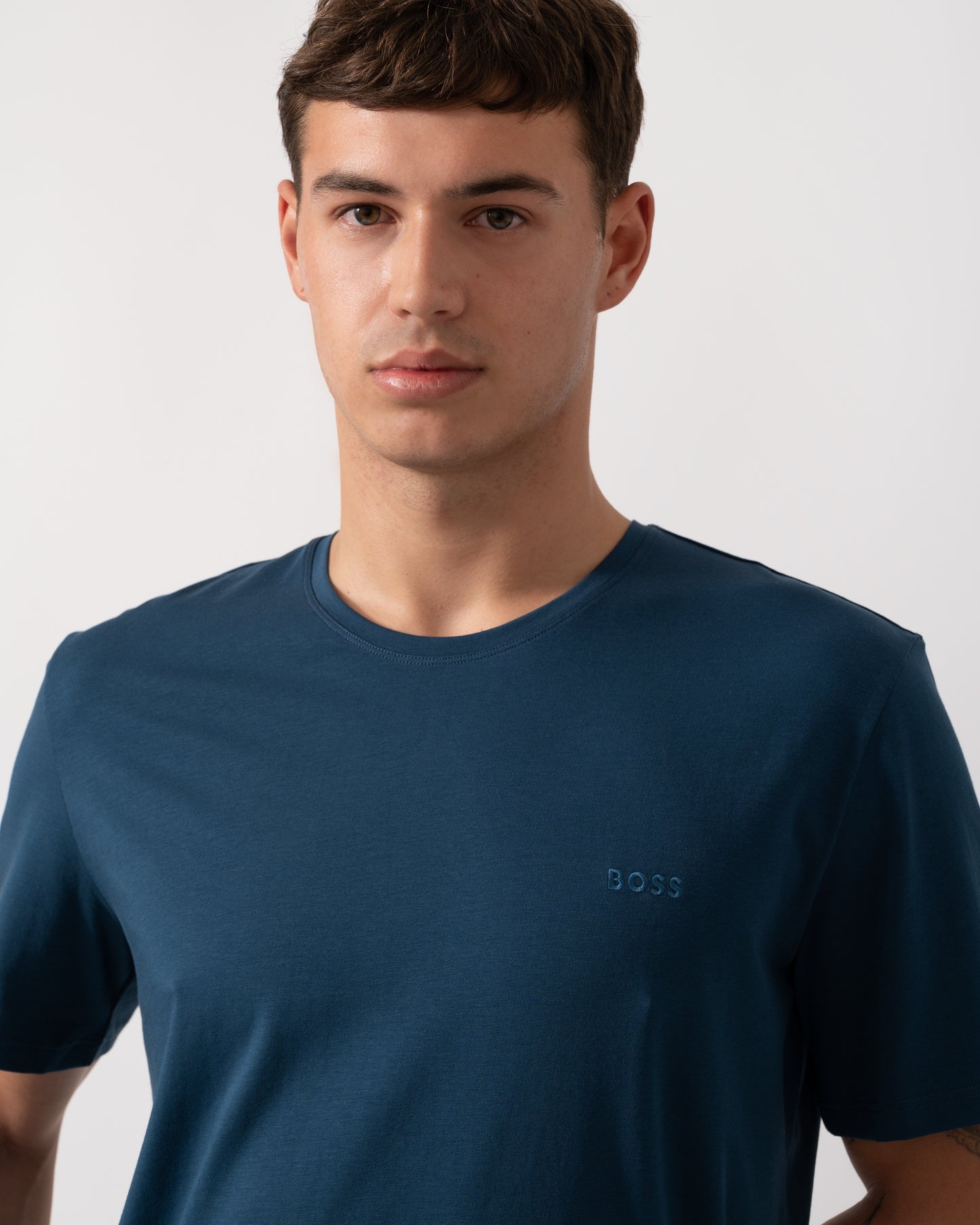 BOSS Orange Mix&Match Mens Stretch-Cotton Loungewear T-Shirt with Embroidered Logo - Open Blue 480
