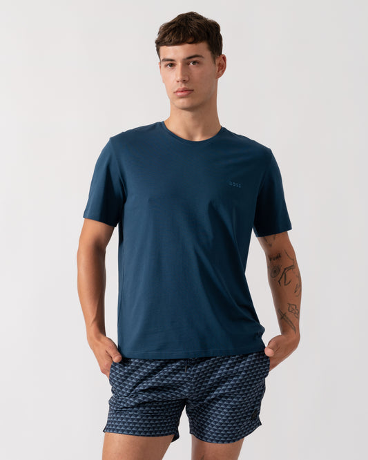 BOSS Orange Mix&Match Mens Stretch-Cotton Loungewear T-Shirt with Embroidered Logo - Open Blue 480