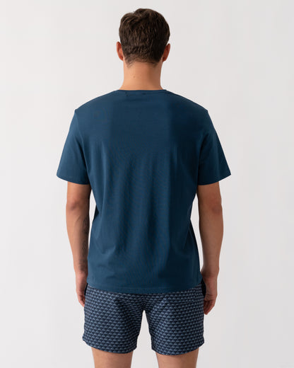 BOSS Orange Mix&Match Mens Stretch-Cotton Loungewear T-Shirt with Embroidered Logo - Open Blue 480