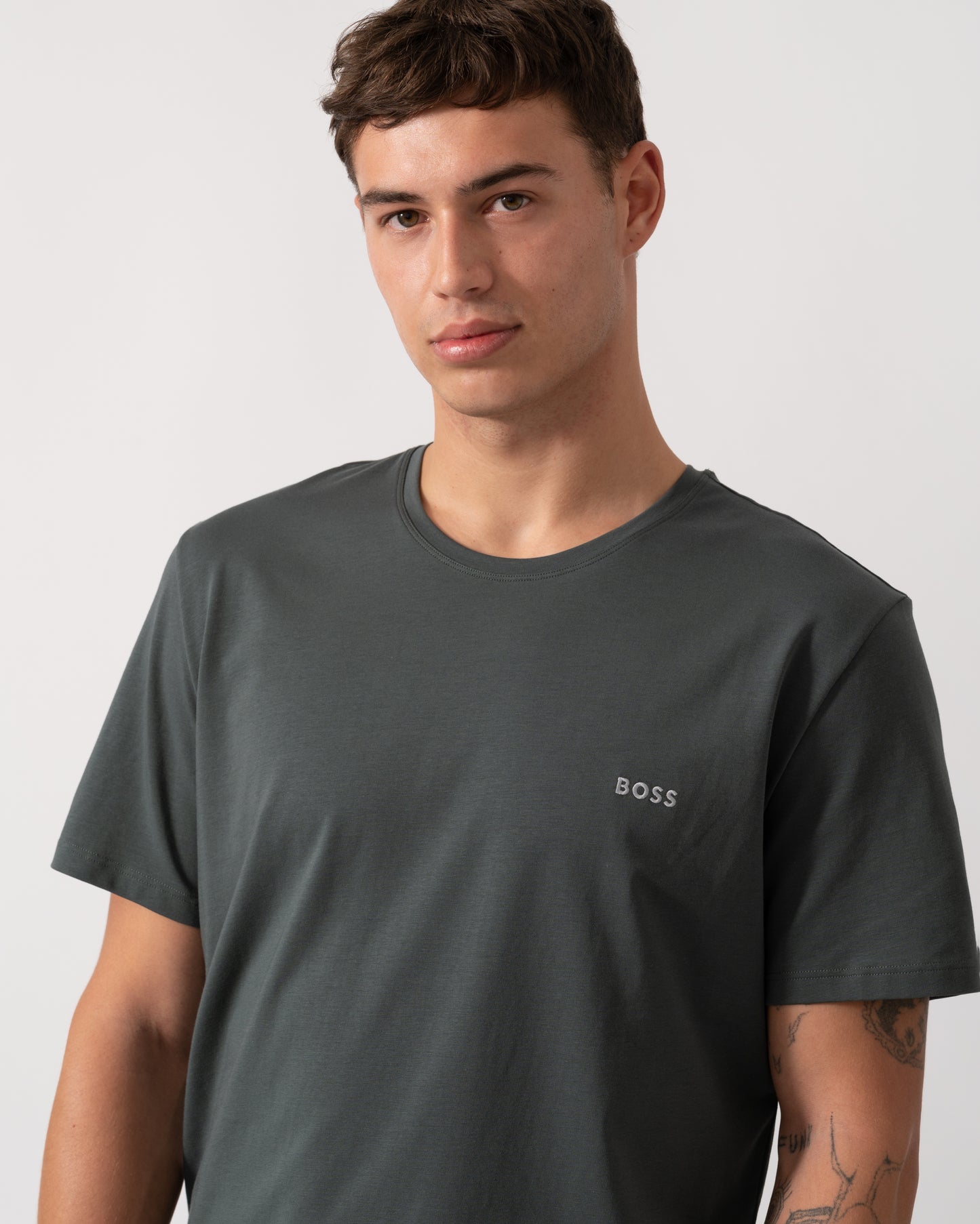 BOSS Orange Mix&Match Mens Stretch-Cotton Loungewear T-Shirt with Embroidered Logo - Open Green 345