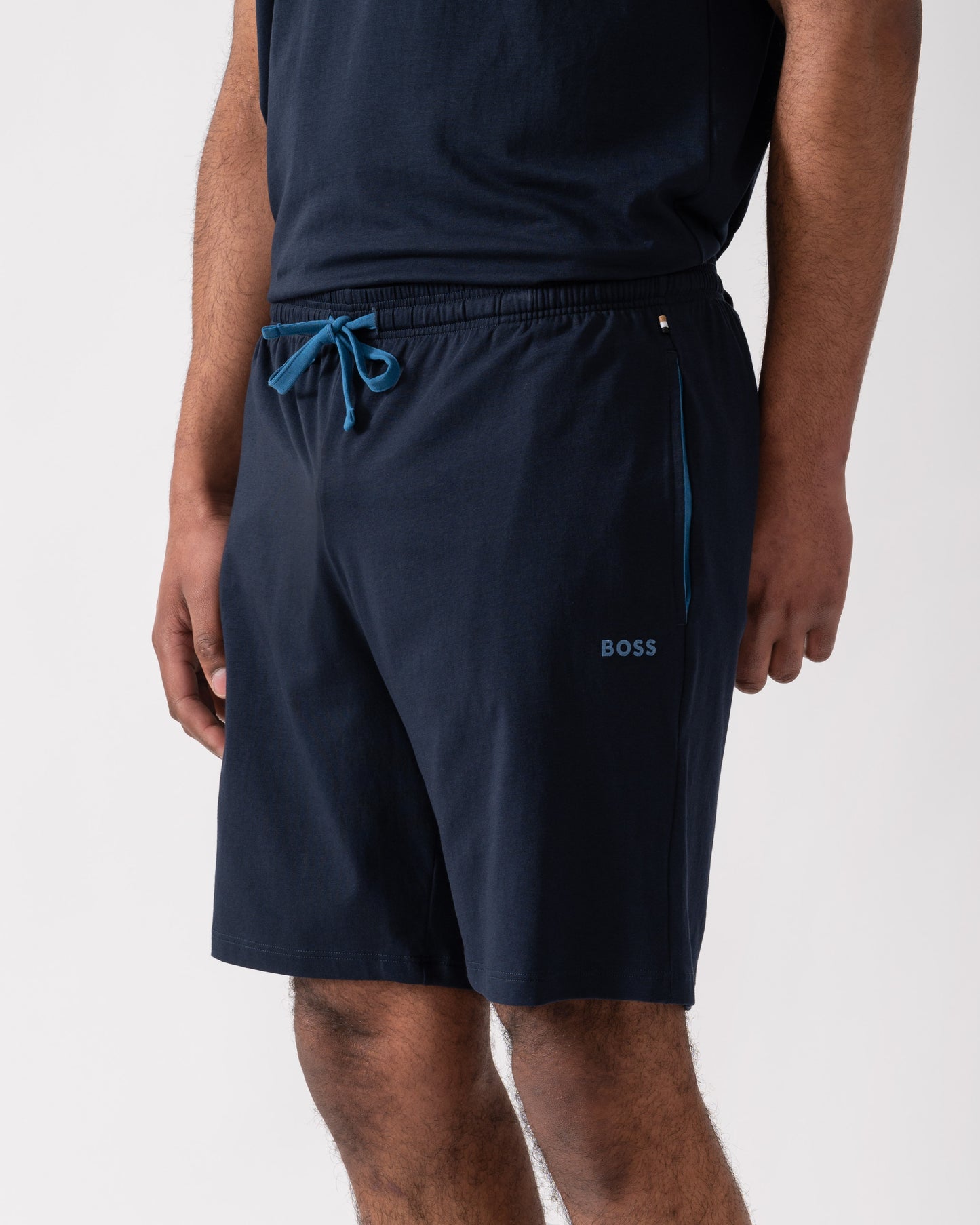 BOSS Orange Mix&Match Mens Stretch-Cotton Regular-Rise Loungewear Shorts with Embroidered Logo - Dark Blue 404
