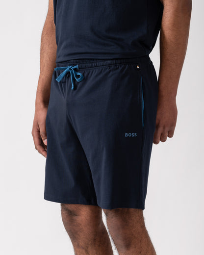 BOSS Orange Mix&Match Mens Stretch-Cotton Regular-Rise Loungewear Shorts with Embroidered Logo - Dark Blue 404