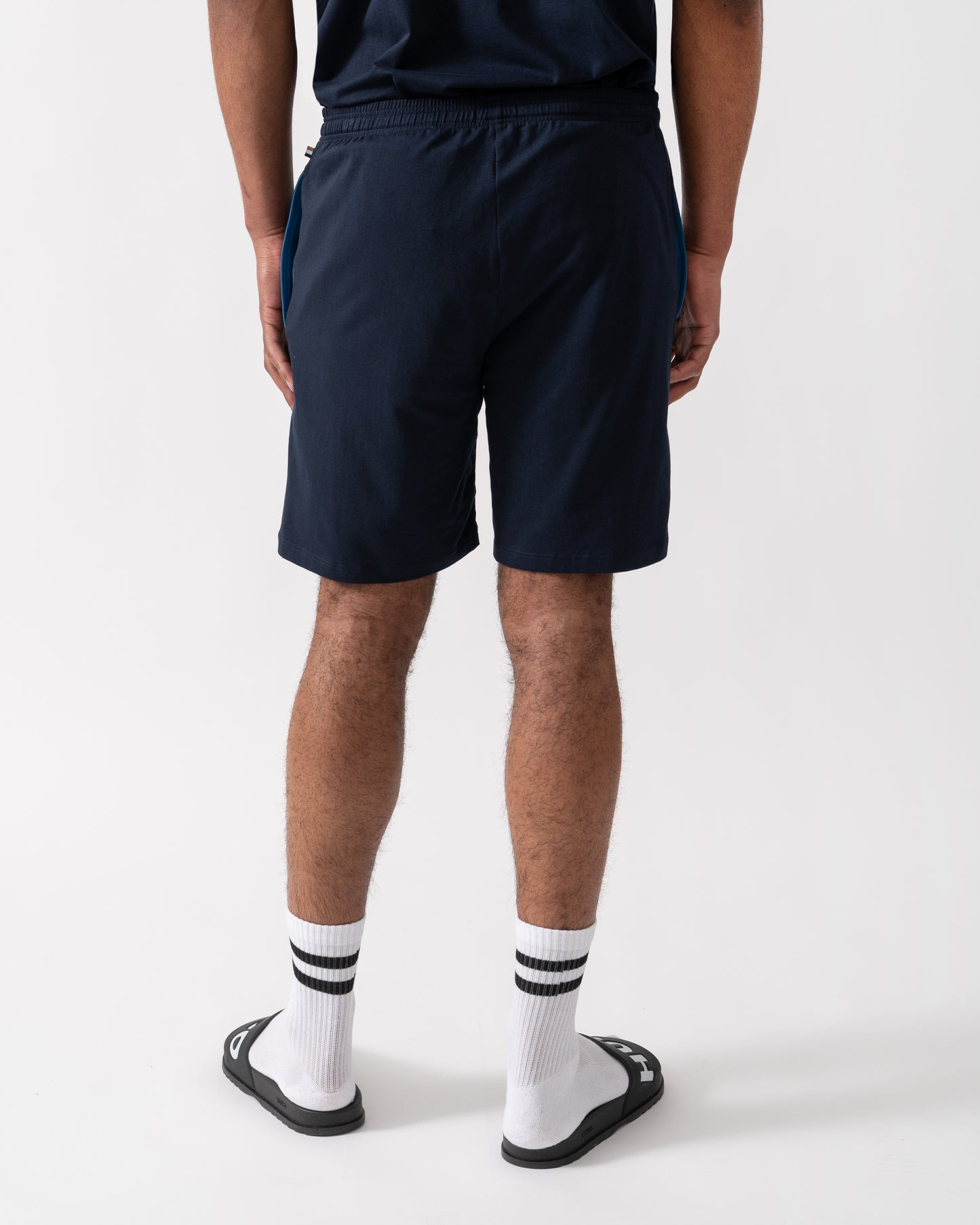 BOSS Orange Mix&Match Mens Stretch-Cotton Regular-Rise Loungewear Shorts with Embroidered Logo - Dark Blue 404