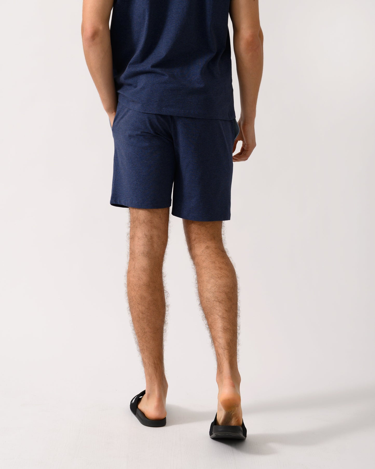 BOSS Orange Mix&Match Mens Stretch-Cotton Regular-Rise Loungewear Shorts with Embroidered Logo - Open Blue 460