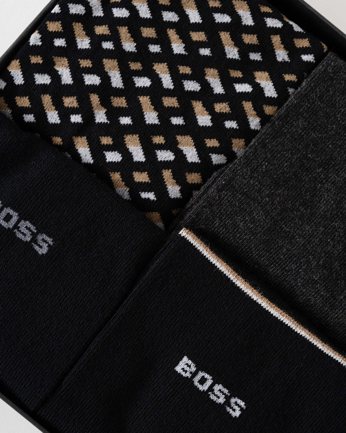 BOSS Orange Mens Monogram 4 Pack Sock Gift Set - Black 002 - CHO - Designer Mens Gift Sets