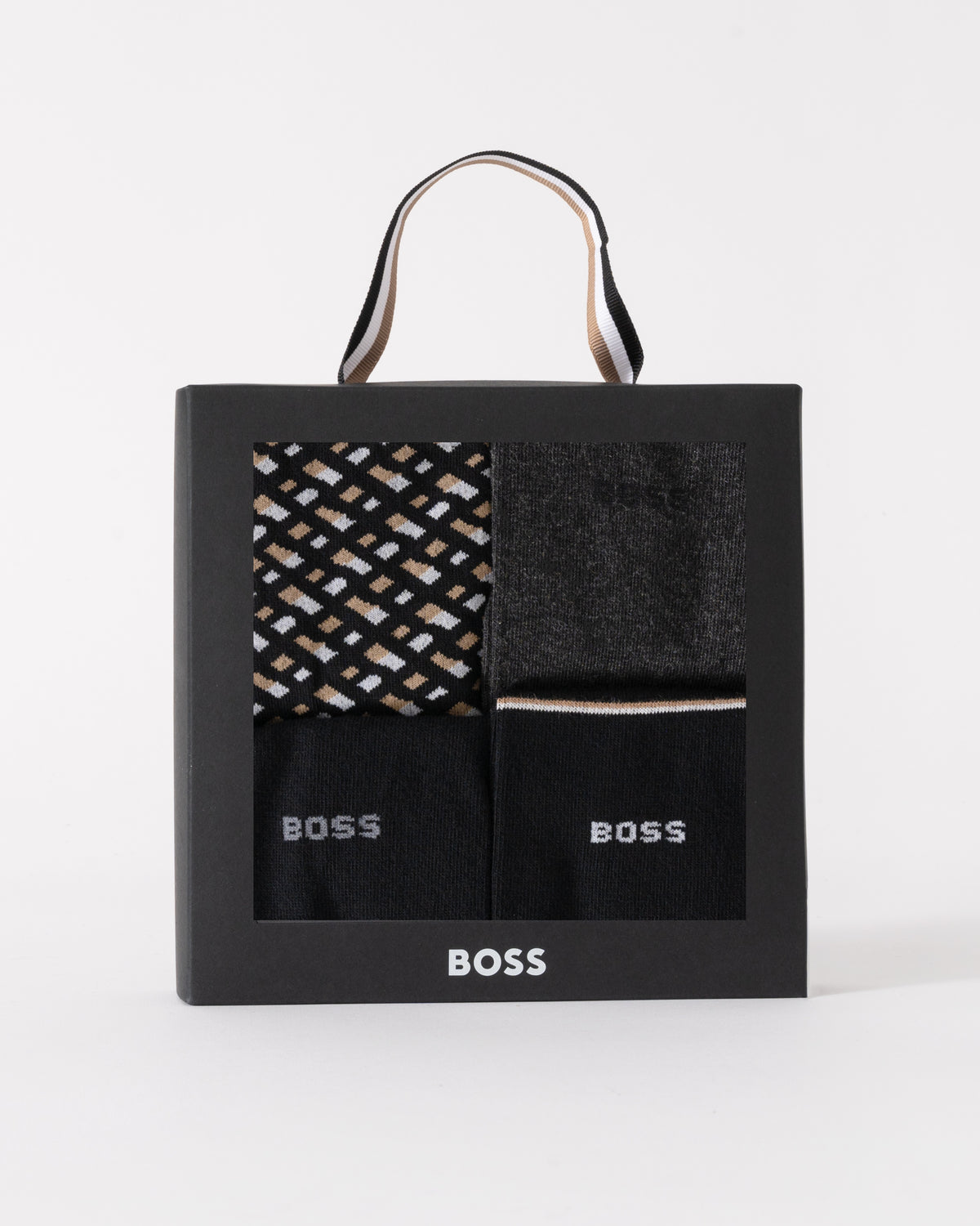 BOSS Orange Mens Monogram 4 Pack Sock Gift Set in Black 002