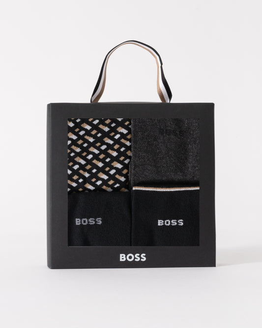 BOSS Orange Mens Monogram 4 Pack Sock Gift Set in Black 002