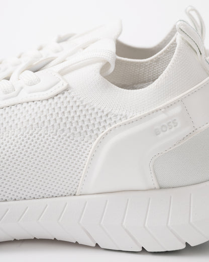 BOSS Orange Motion Mens Sock Trainers With Knitted Uppers - Open White 121 detail