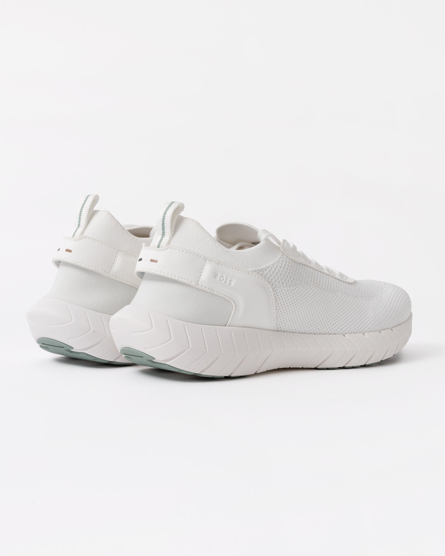 BOSS Orange Motion Mens Sock Trainers With Knitted Uppers - Open White 121 back