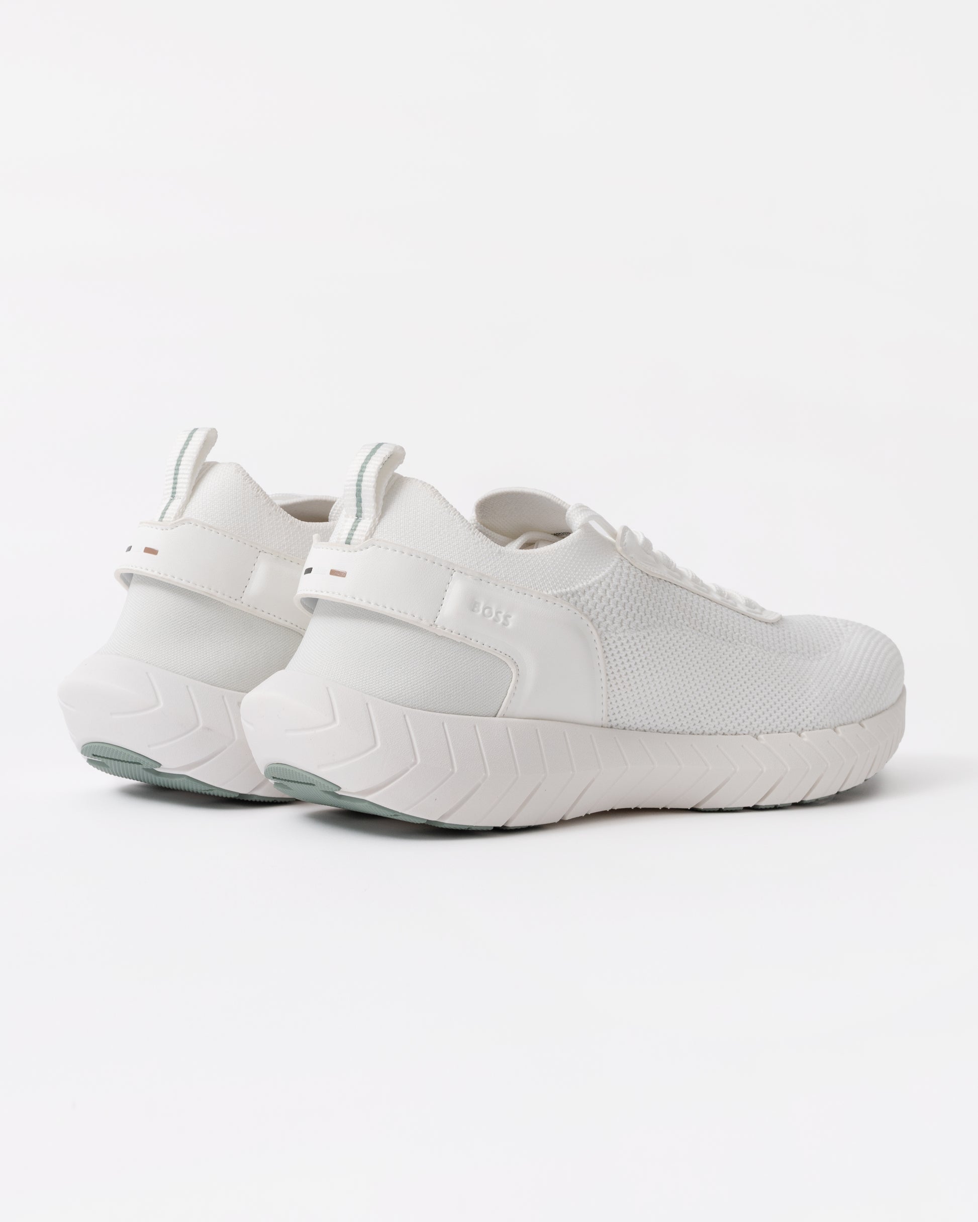 BOSS Orange Motion Mens Sock Trainers With Knitted Uppers - Open White 121 back