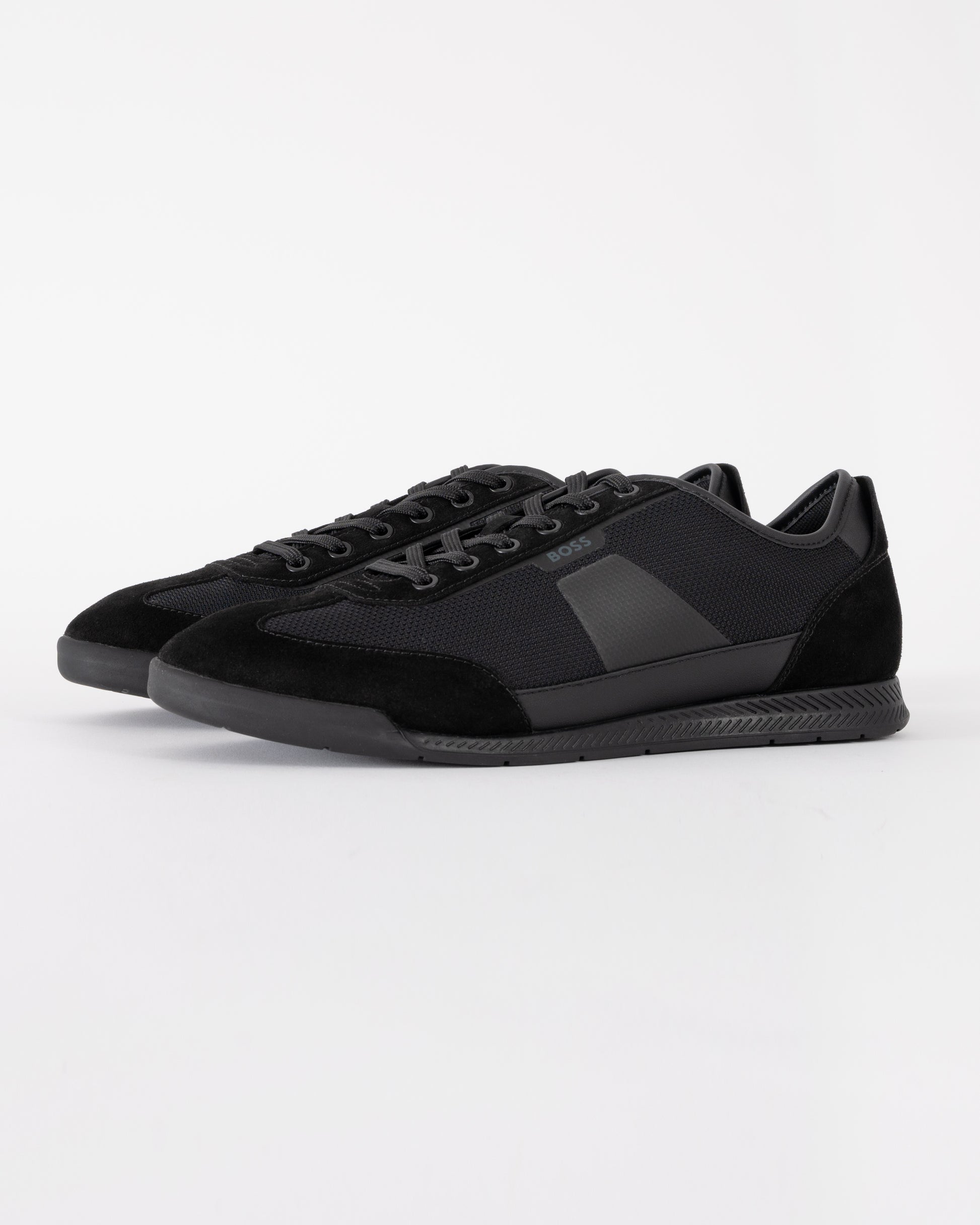 BOSS Orange Nitan Mens Mixed Material Trainers with Ridged Outsole - Black 005 | CHO | Designer Mens Trainers