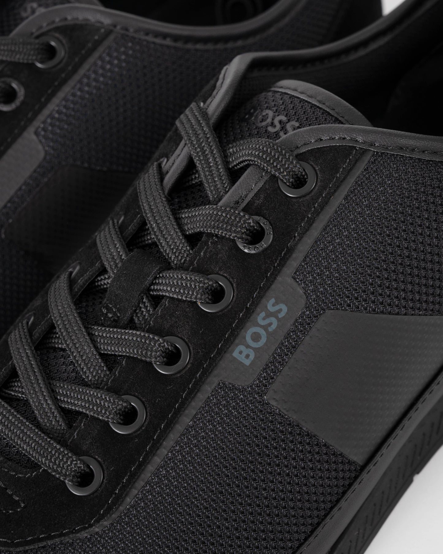 BOSS Orange Nitan Mens Mixed Material Trainers with Ridged Outsole - Black 005 | CHO | Designer Mens Trainers