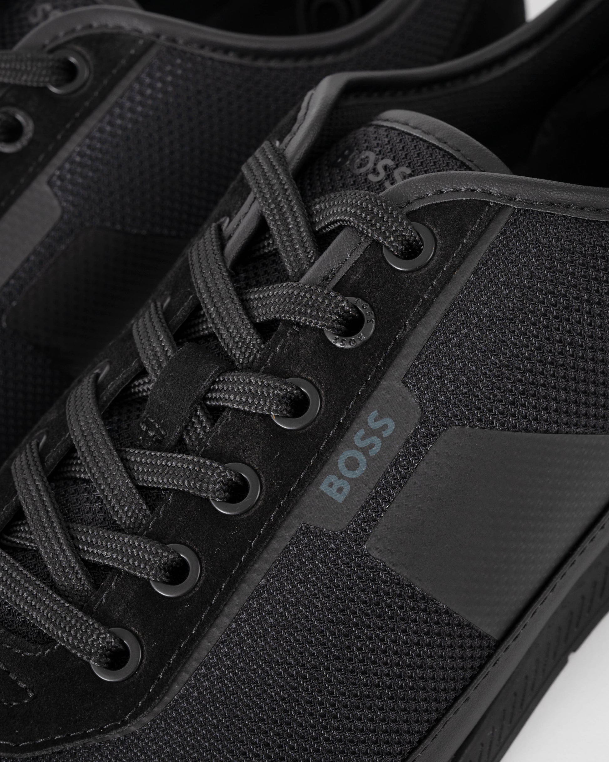 BOSS Orange Nitan Mens Mixed Material Trainers with Ridged Outsole - Black 005 | CHO | Designer Mens Trainers